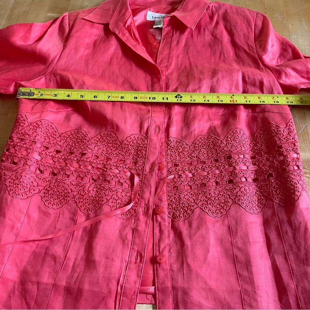 Lino USA Linen Skirt Set NWT Coral Embroidered Resort Set Coastal Midi 2-piece - Picture 13 of 16